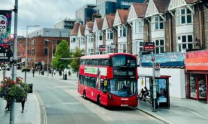 red bus in harrow